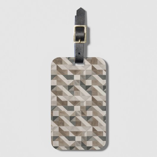 Modern geometrisch ontwerp, neutraal beige en grij bagagelabel (Voorkant (verticaal))
