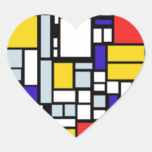 Modern geometrisch ontwerp, primaire kleuren hart sticker