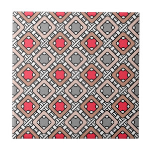 Modern geometrisch patroon Art Deco grijs rood, be Tegeltje