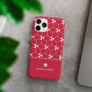 Modern geometrisch patroon met stermonogram iPhone 13 pro hoesje