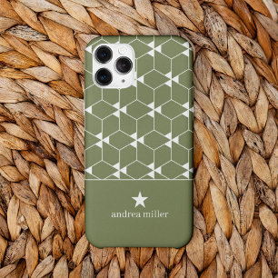 Modern geometrisch patroon met stermonogram iPhone 13 pro hoesje