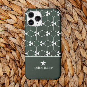 Modern geometrisch patroon met stermonogram iPhone 13 pro hoesje