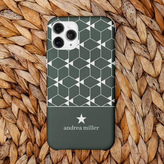 Modern geometrisch patroon met stermonogram Case-Mate iPhone case