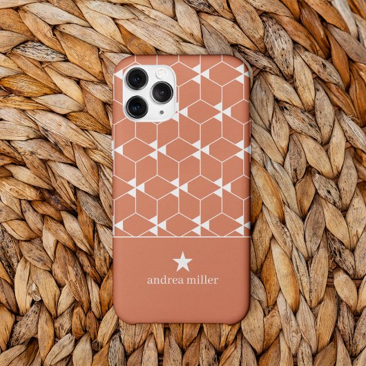 Modern geometrisch patroon met stermonogram Case-Mate iPhone case