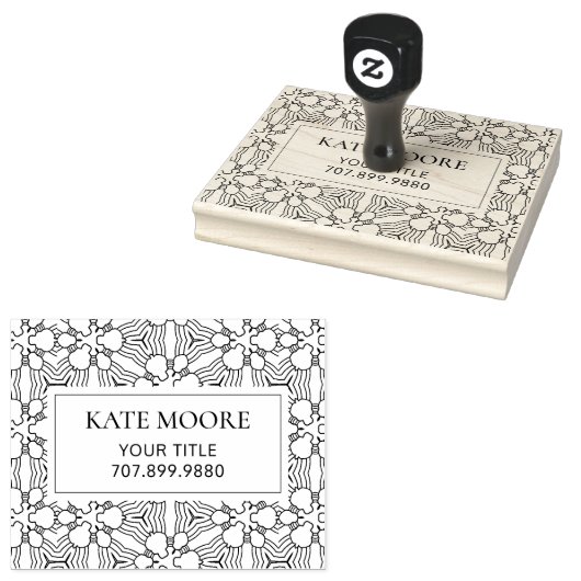 Modern geometrisch patroon monogram rubberstempel (Gestempeld)