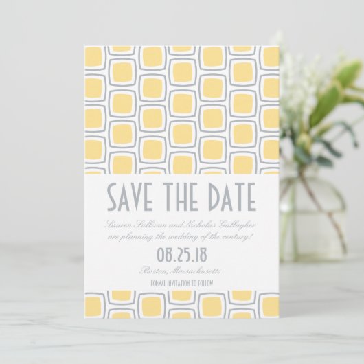 Modern geometrisch patroon slaat de datum op save the date (Staand voorkant)