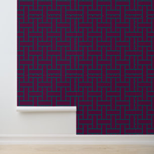 Modern geometrisch rasterpatroon Plum Paarse Bla Behang