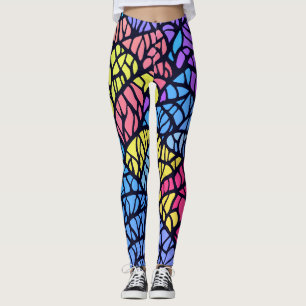 Modern geometrisch regenboog glas-in-lood patroon leggings