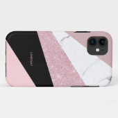 Modern geometrisch roos goud glitter wit marmer Case-Mate iPhone case (Achterkant (horizontaal))