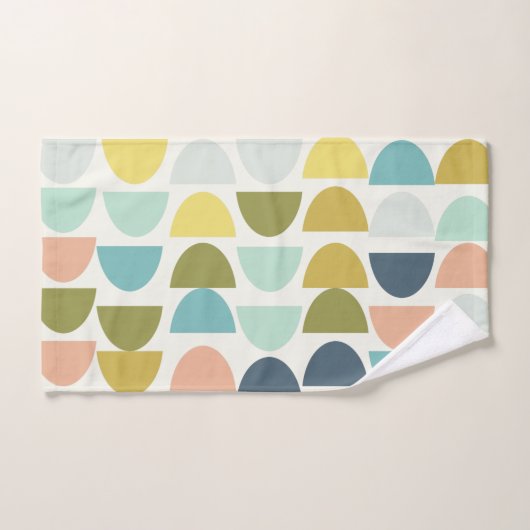 Modern geometrisch stijlvol aards Boho blauw groen Bad Handdoek (Handdoek)