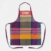 Modern geometrisch vierkant madras geruite patroon schort (Voorkant)