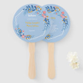 Modern Geometrisch wit lijst roze bloemig Handwaaier (Voorkant en achterkant)