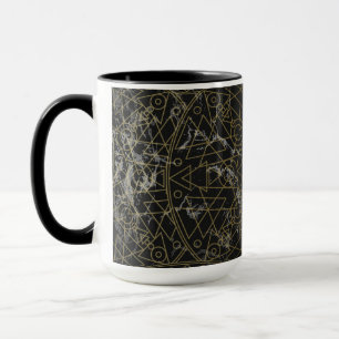 Modern Geometrisch Zwart en Goud Mandala Mok