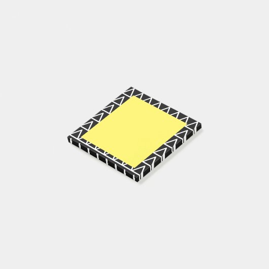 Modern Geometrisch Zwart-Wit Geel Post-it® Notes (Schuin)
