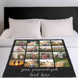Modern gepersonaliseerd 16 Fotocollage op maat Fleece Deken