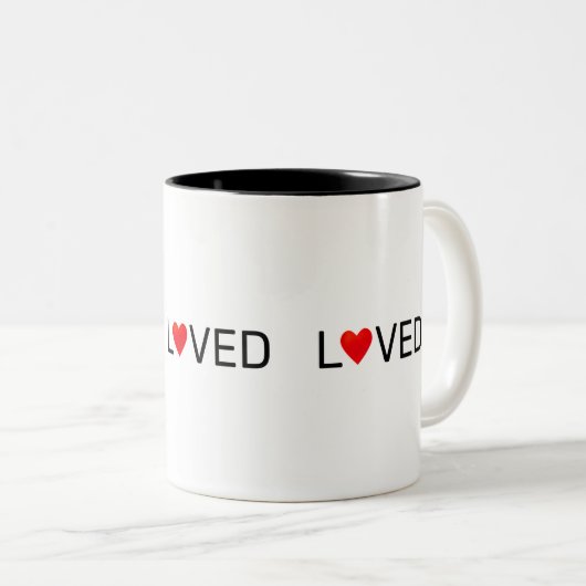 Modern gepersonaliseerd geliefd hart tweekleurige koffiemok (Voorkant rechts)