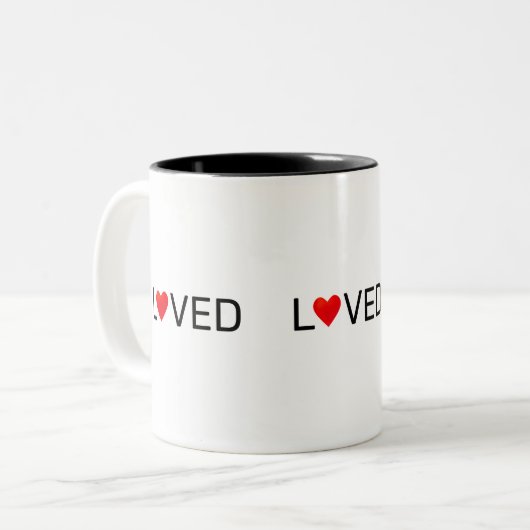 Modern gepersonaliseerd geliefd hart tweekleurige koffiemok (Voorkant links)