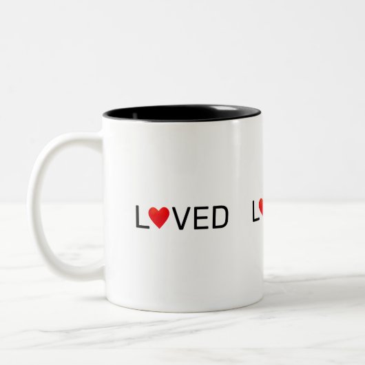 Modern gepersonaliseerd geliefd hart tweekleurige koffiemok (Links)