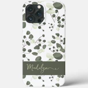 Modern gepersonaliseerd grafisch groen Eucalyptusp iPhone 13 Pro Max Hoesje