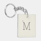 Modern gepersonaliseerd Initiaal Ecru White Sleutelhanger (Voorkant Links)