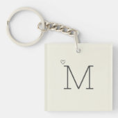 Modern gepersonaliseerd Initiaal Ecru White Sleutelhanger (Voorkant)