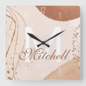 Modern gepersonaliseerd monogram Abstract Vierkante Klok (Voorkant)