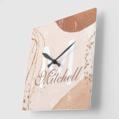 Modern gepersonaliseerd monogram Abstract Vierkante Klok (Hoek)