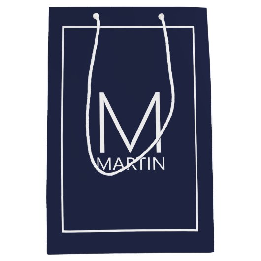 Modern gepersonaliseerd monogram en gemiddeld cade medium cadeauzakje (Voorkant)