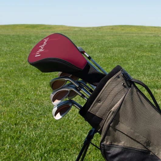 Modern gepersonaliseerd monogram en naam Burgundy  Golfheadcover (Insitu)