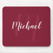 Modern gepersonaliseerd monogram en naam Burgundy Muismat (Voorkant)