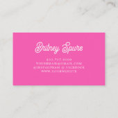 Modern gepersonaliseerd monogram en naam Hot Pink Visitekaartje (Achterkant)