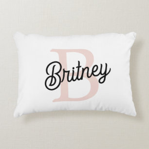Modern gepersonaliseerd monogram en naam Pastel Pi Accent Kussen
