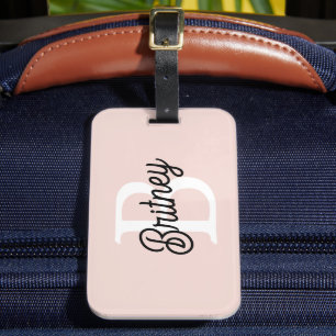 Modern gepersonaliseerd monogram en naam Pastel Pi Bagagelabel