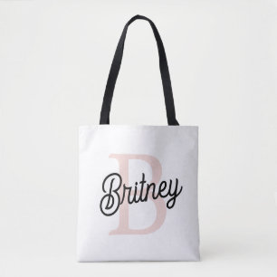 Modern gepersonaliseerd monogram en naam Pastel Pi Draagtas