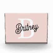 Modern gepersonaliseerd monogram en naam Pastel Pi Fotoblokken (Voorkant)