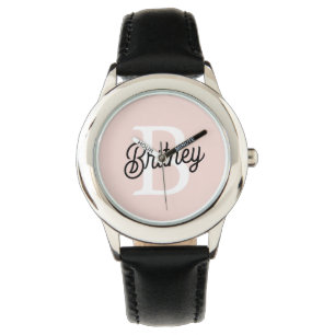 Modern gepersonaliseerd monogram en naam Pastel Pi Horloge