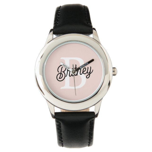 Modern gepersonaliseerd monogram en naam Pastel Pi Horloge (Voorkant)