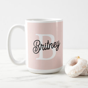 Modern gepersonaliseerd monogram en naam Pastel Pi Koffiemok