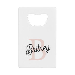 Modern gepersonaliseerd monogram en naam Pastel Pi Kredietkaart Flessenopener