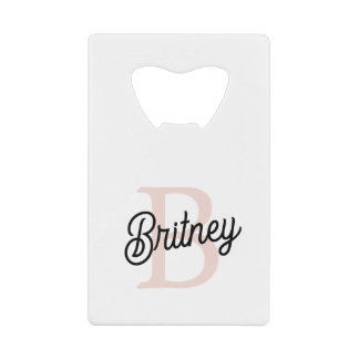 Modern gepersonaliseerd monogram en naam Pastel Pi Kredietkaart Flessenopener
