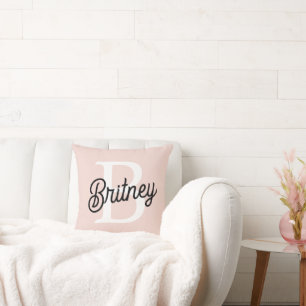 Modern gepersonaliseerd monogram en naam Pastel Pi Kussen