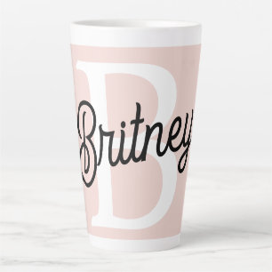 Modern gepersonaliseerd monogram en naam Pastel Pi Latte Mok