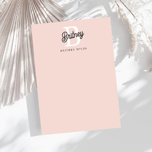 Modern gepersonaliseerd monogram en naam Pastel Pi Notitiekaartje