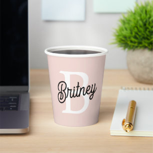 Modern gepersonaliseerd monogram en naam Pastel Pi Papieren Bekers