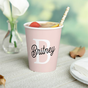 Modern gepersonaliseerd monogram en naam Pastel Pi Papieren Bekers