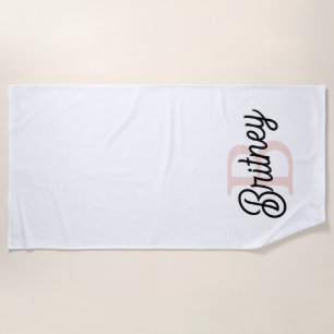 Modern gepersonaliseerd monogram en naam Pastel Pi Strandlaken