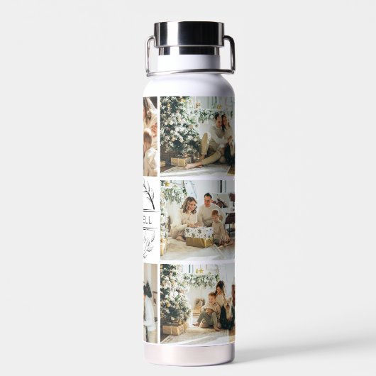 Modern gepersonaliseerd monogram & fotocollage wat waterfles (Achterkant)