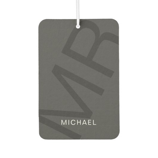 Modern gepersonaliseerd monogram grijs luchtverfrisser (Voorkant)