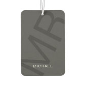 Modern gepersonaliseerd monogram grijs luchtverfrisser (Achterkant)