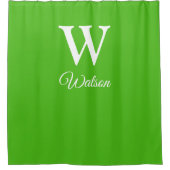 Modern Gepersonaliseerd Monogram Kelly Green Douchegordijn (Voorkant)